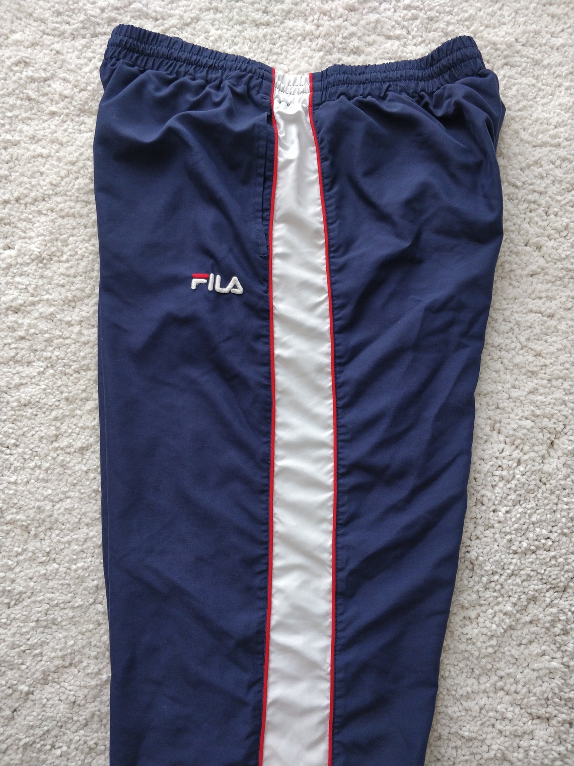 FILA 90's Vintage Mens Track Pants Trousers Navy Blue - Etsy