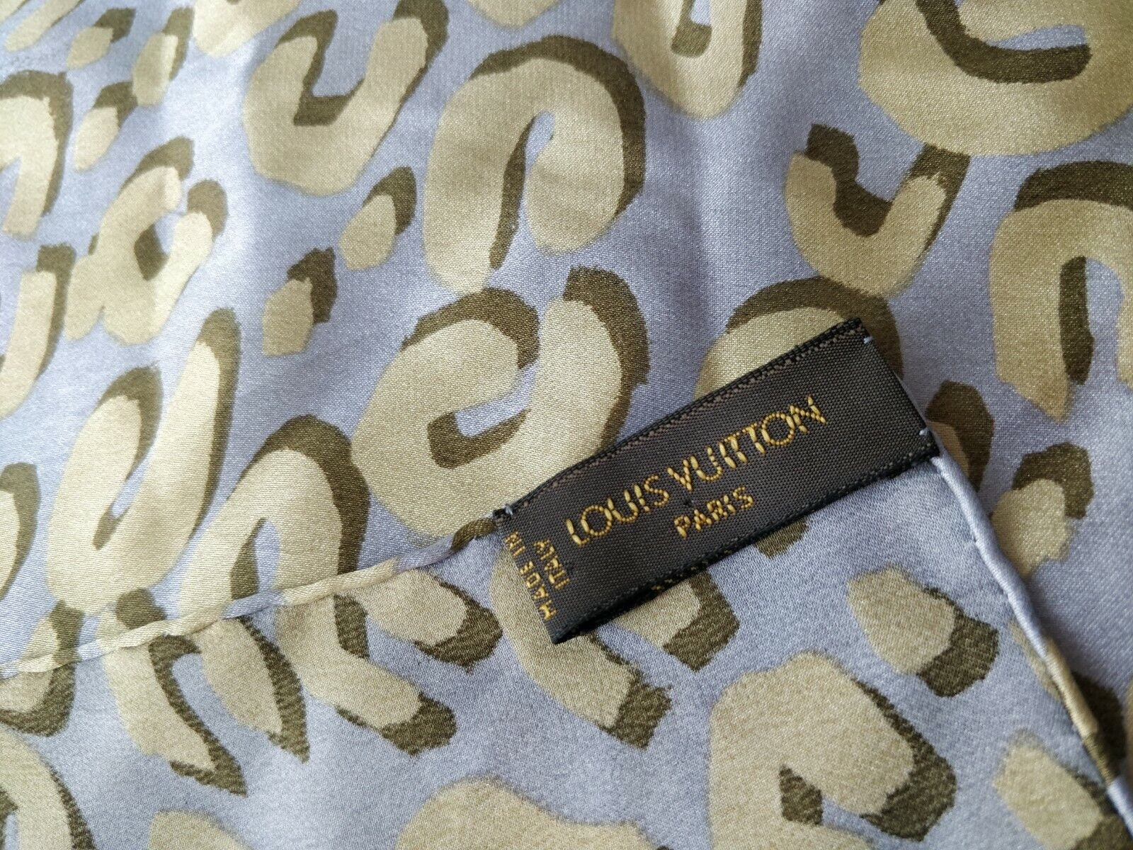 Louis Vuitton Stephen Sprouse AW06 Leopard Print Silk Scarf Grey