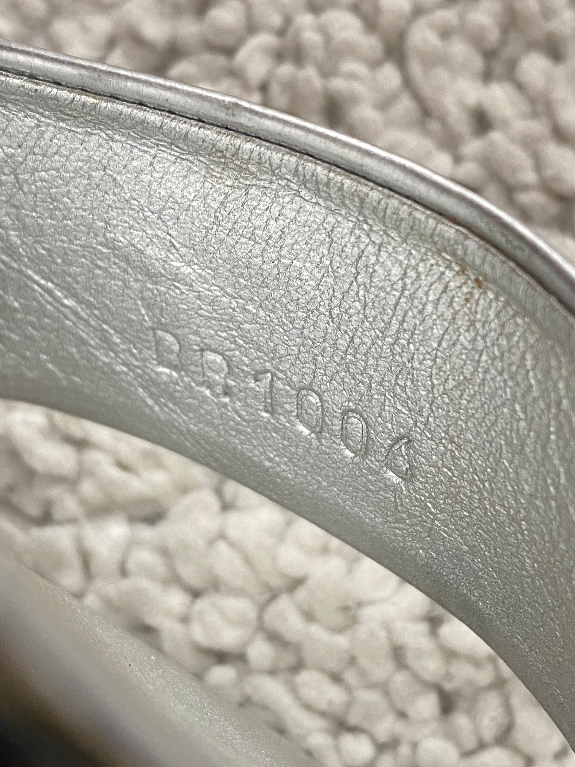 Louis Vuitton Silver Matte Metallic Leather Open Toe Heels Size