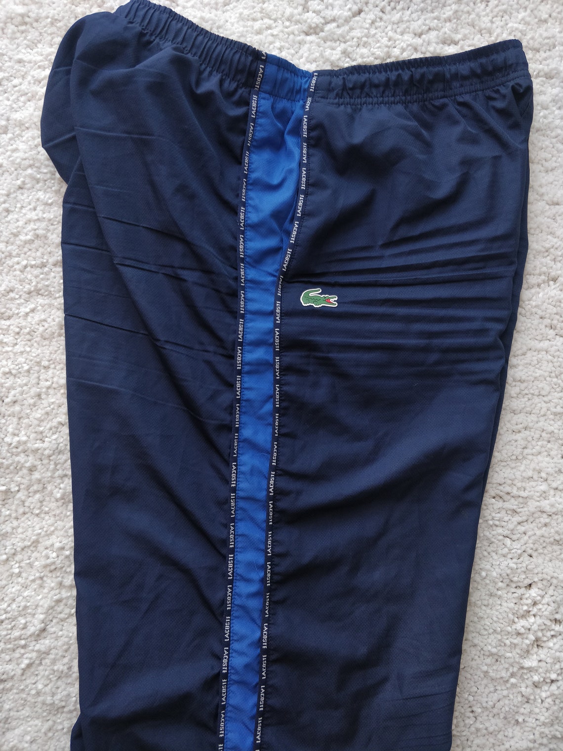 Lacoste Sport Vintage Mens Track Pants Trousers Navy Blue Hype Etsy