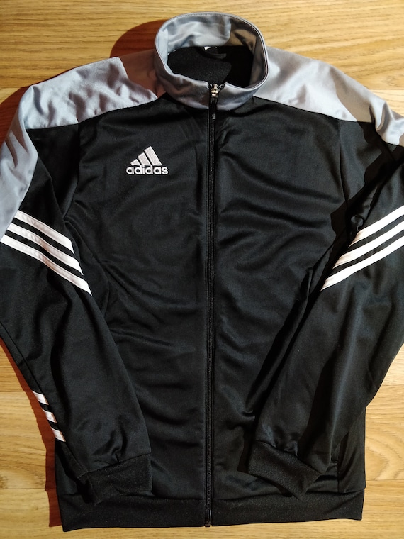 Adidas Vintage Mens Tracksuit Top Jacket Black Gray | Etsy