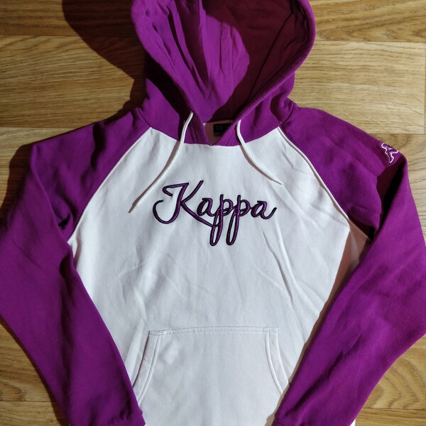 Kappa 90's Vintage Womens Tracksuit Top Hooded Jacket Hoodie Purple White