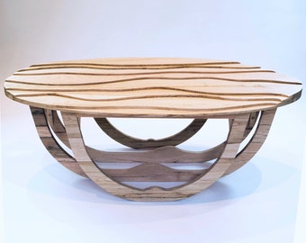 Handmade Wavy Wood Coffee Table: Modern Unique Curvy Furniture Art - Low Tide