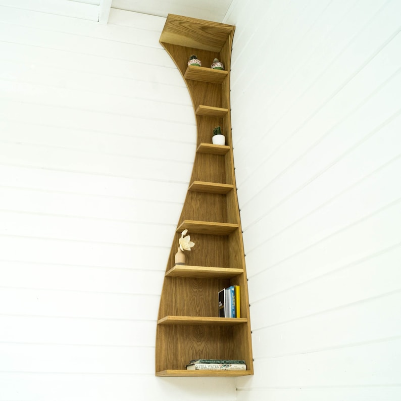 Oak Shelf Unit Shelving Storage Corner Space Saving Vertical Etsy