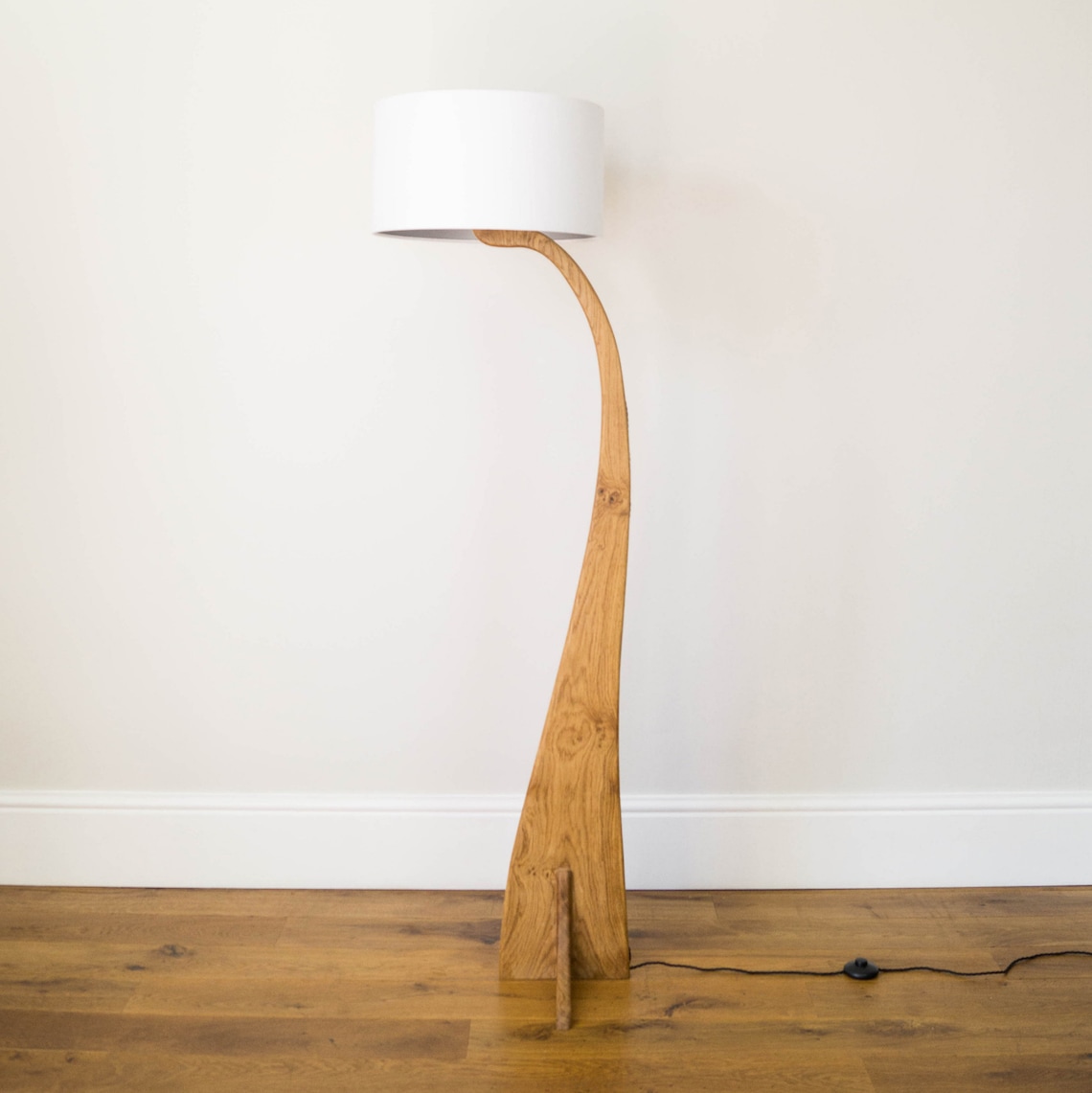 Oak Floor Lamp Solid Wood Unique Contemporary Design Etsy