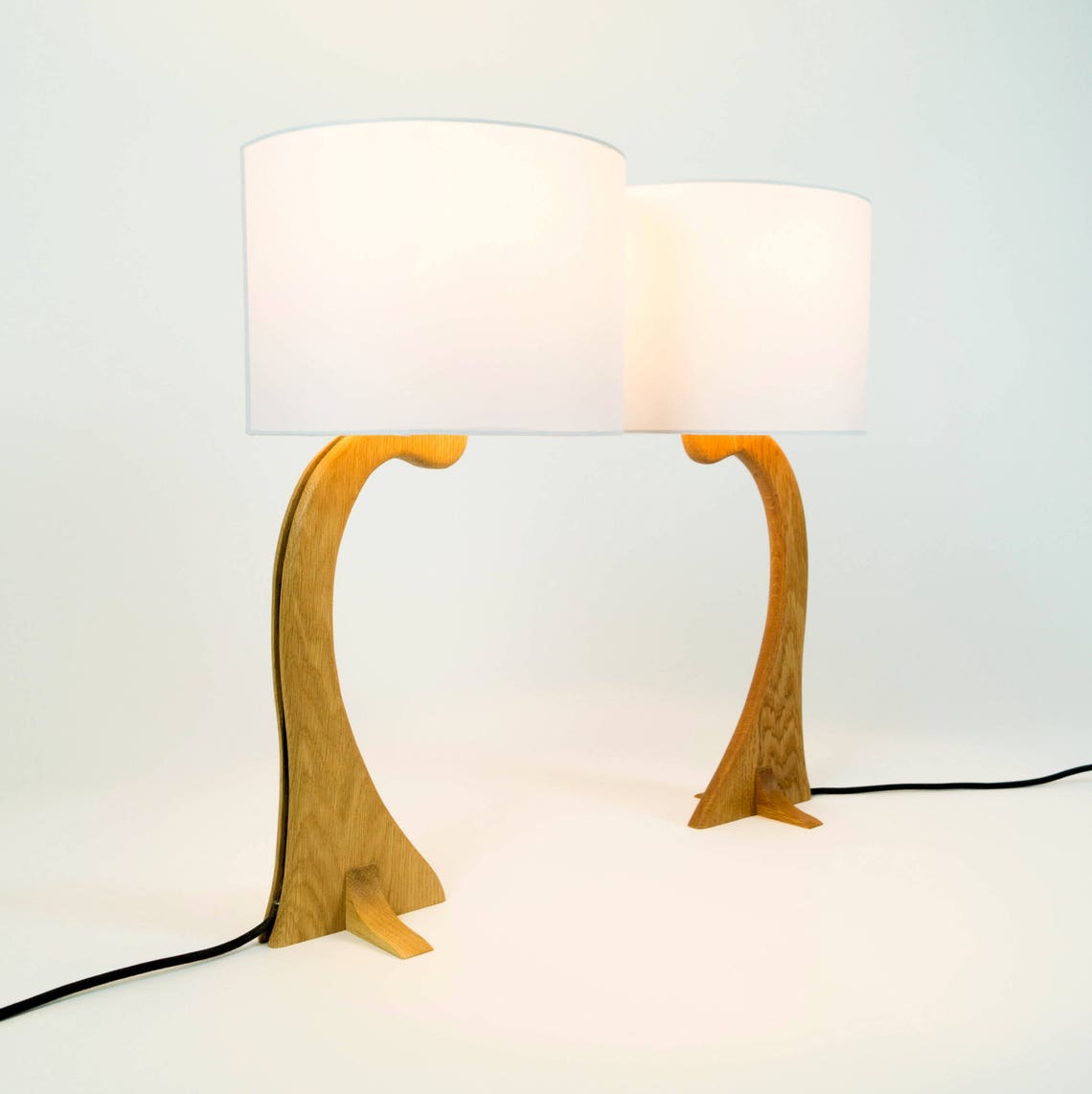 Oak Table Lamp Wood Bedside Lamps Unique Gift Present Etsy