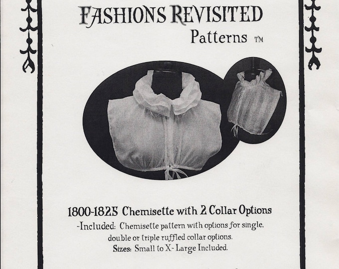 18001825 Regency Era Chemisette Sewing Pattern Etsy