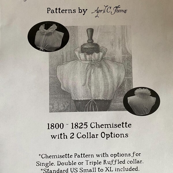 1800-1825 Chemisette Sewing Pattern- Regency Era Chemisette with 3 ruffle options-Jane Austen & Early Regency Era
