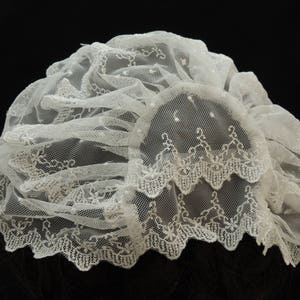 Net Lace Cap-18th Century Reproduction-WHITE or IVORY-Scallop Edge-Georgian-Colonial-Historically Accurate-Based on extant original-Pinner