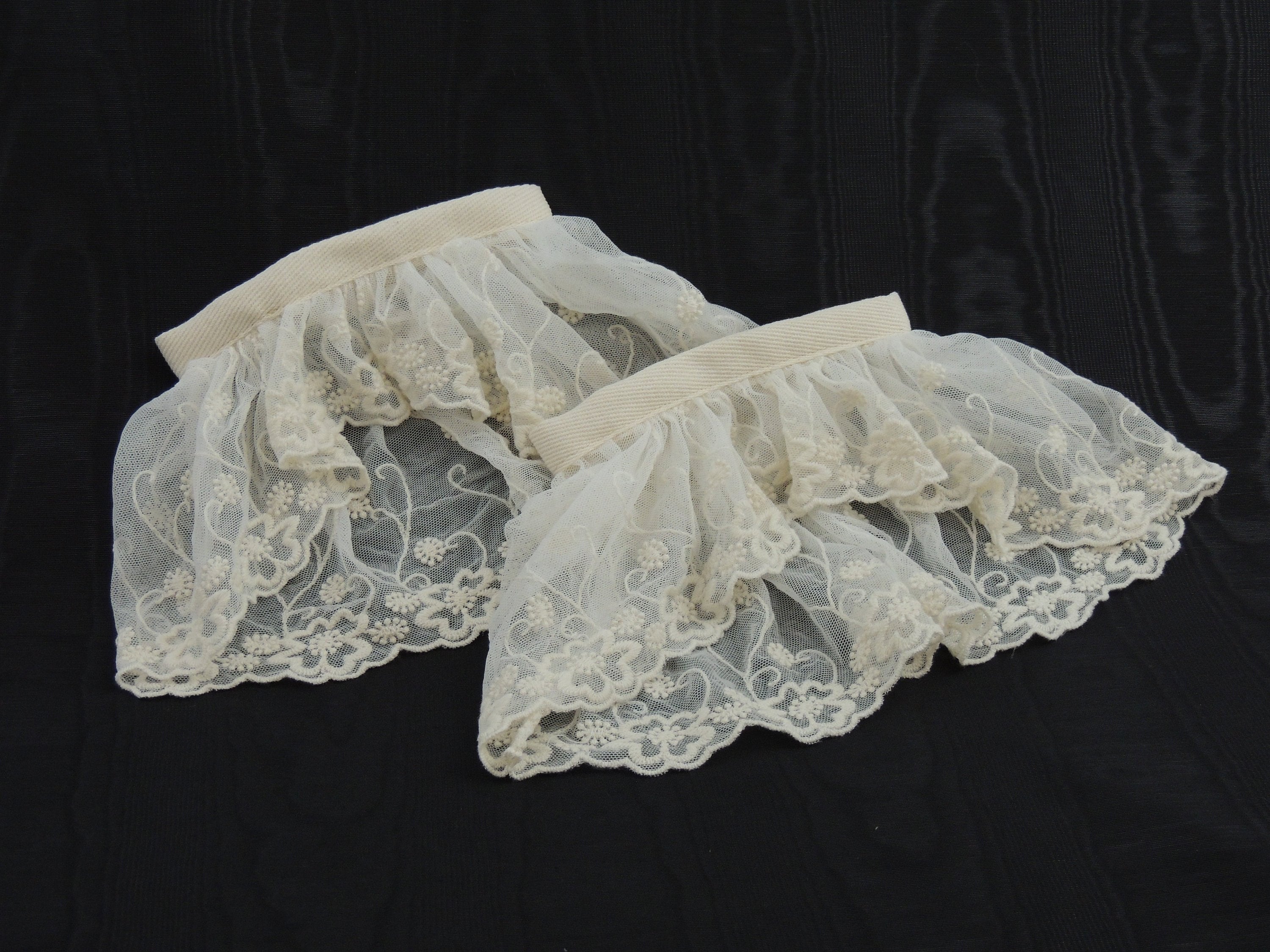Sleeve Ruffles-engagements-colonial-1700's-georgian-embroidered Cotton Net  Lace or Cotton Edged historically Accurate Repro-living History 