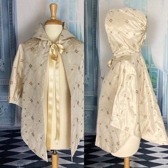 Womens Short Hooded Brocade Cape