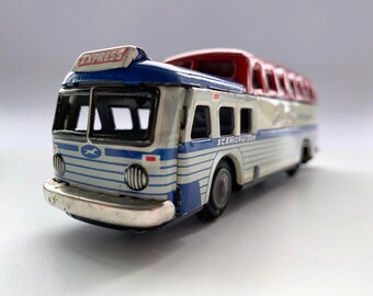 Vintage Greyhound Bus Scenicruiser SSS Made in Japan Tin Friction
