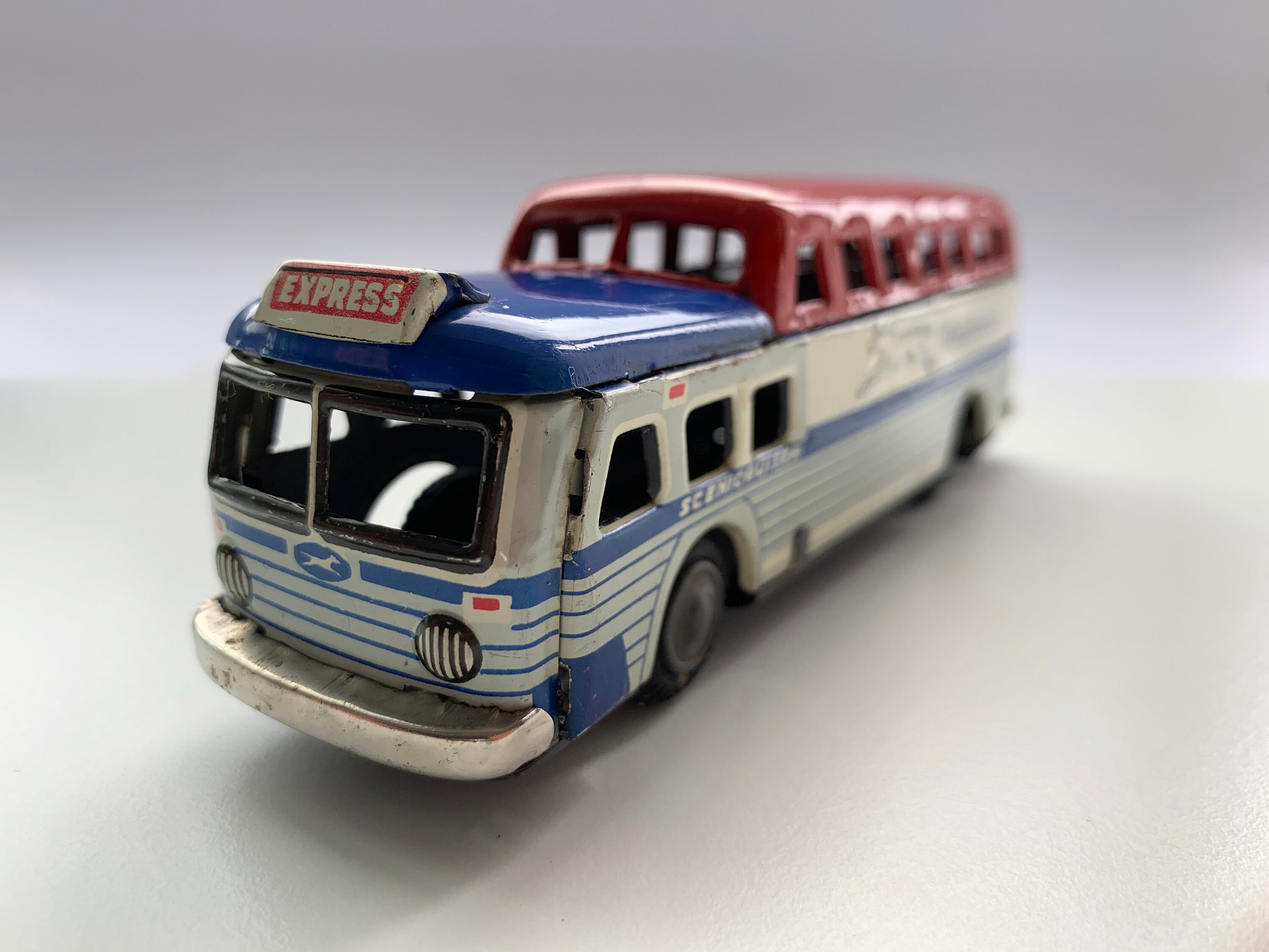 Jouet Ancien En Tôle Lithographiée - Autocar Greyhound - Japon, Années 60/70