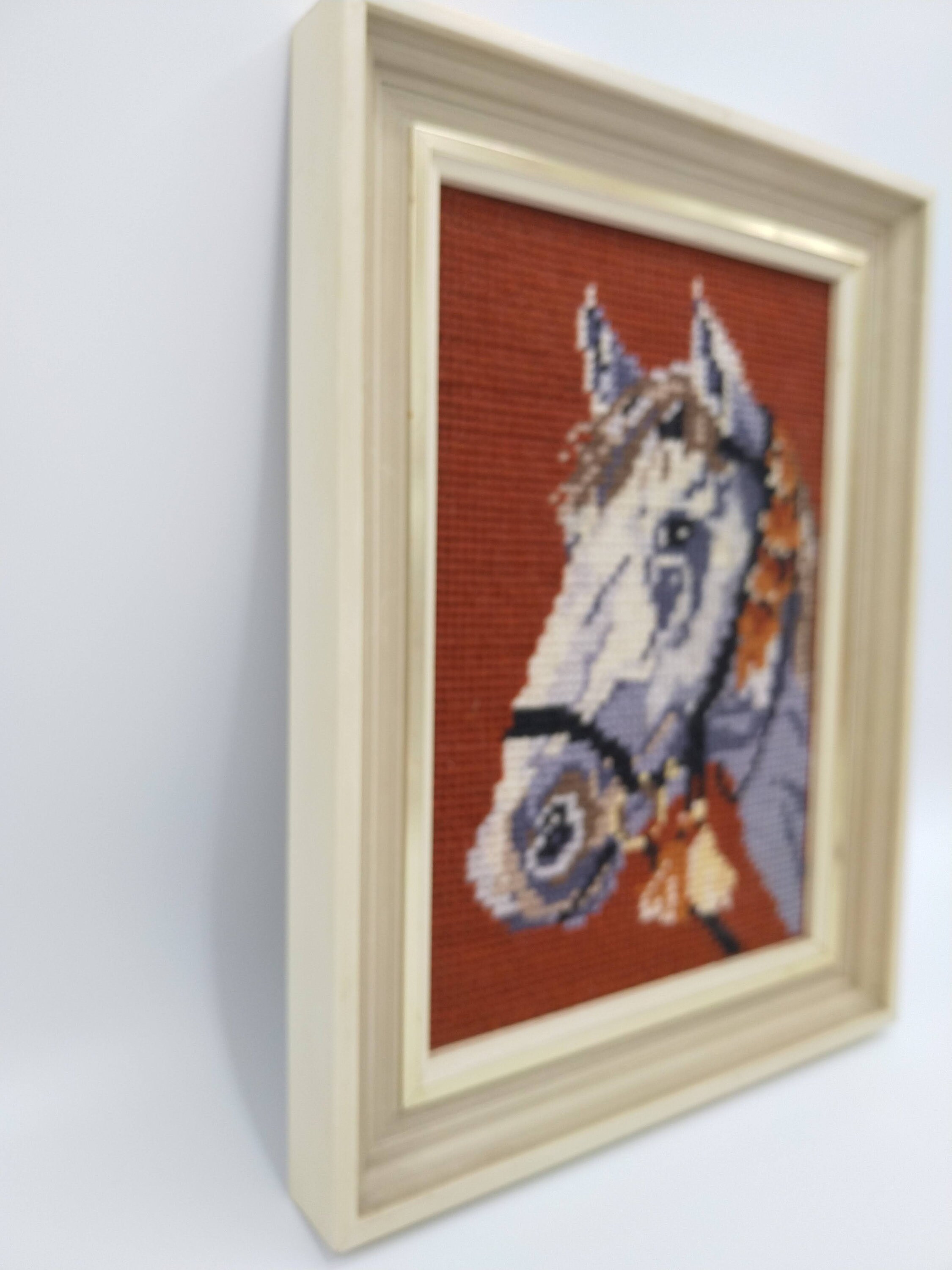 Gobelin Paneele Textilbild ohne Rahmen Bild zwei Pferde in Natur  ca.70x50 cm 