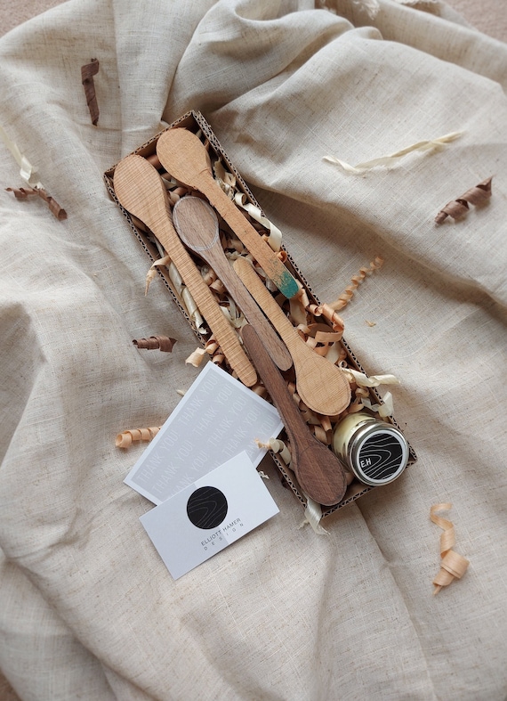 Wooden spoon carving blanks - set of 5 cherry and walnut