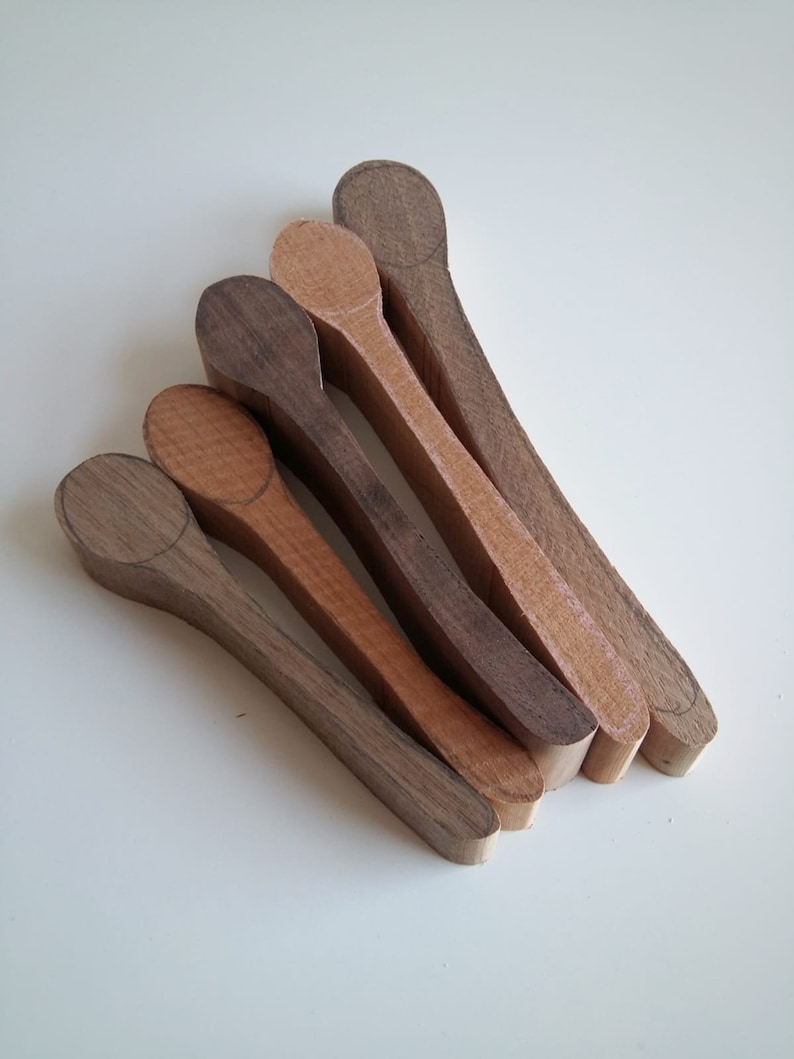Wooden spoon carving blanks - set of 5 cherry and walnut bild 3