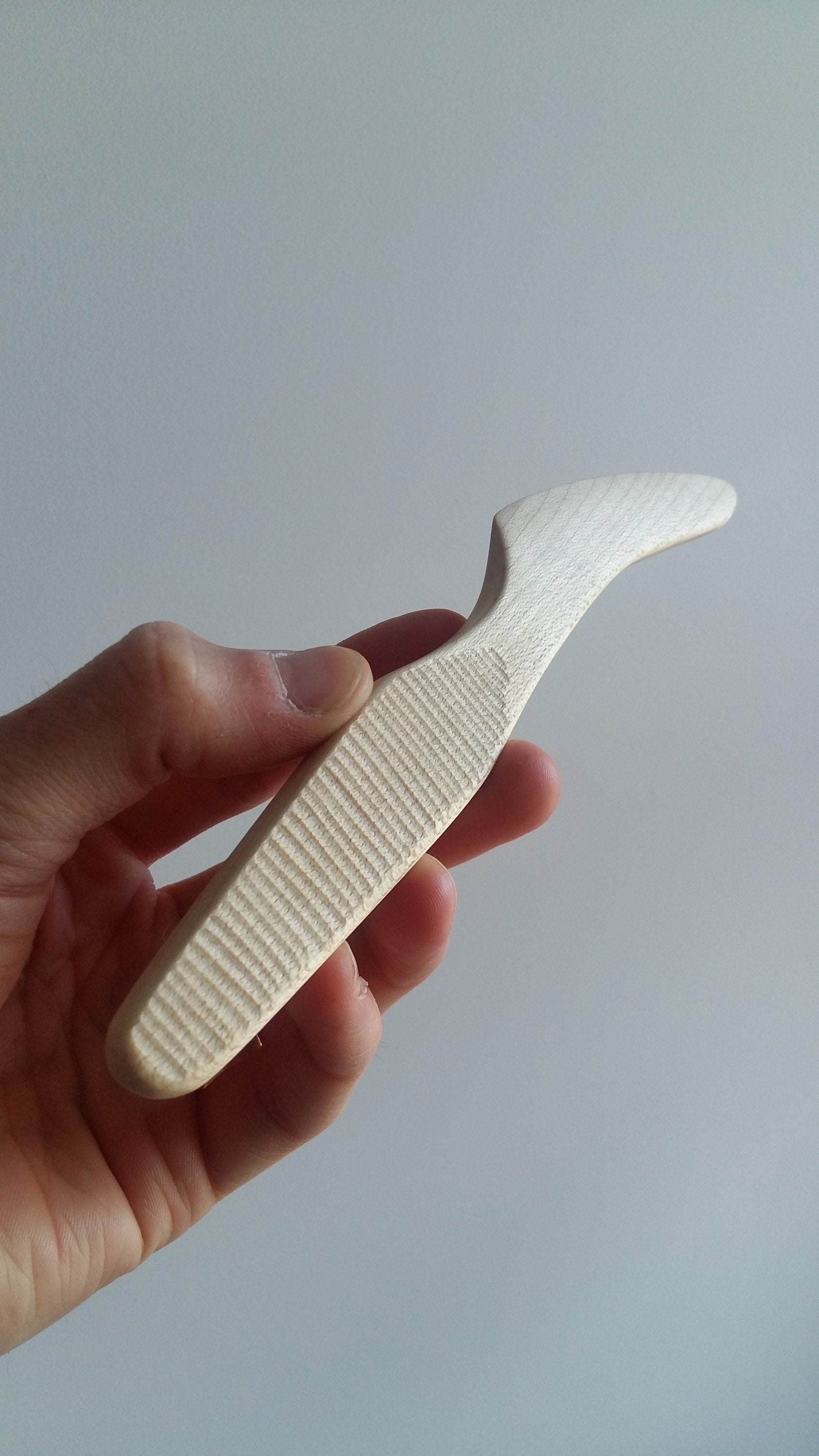 Hand Carved Wooden Butter Knife With Textured Handle Etsy