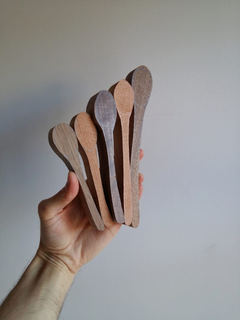 Wooden spoon carving blanks - set of 5 cherry and walnut bild 2