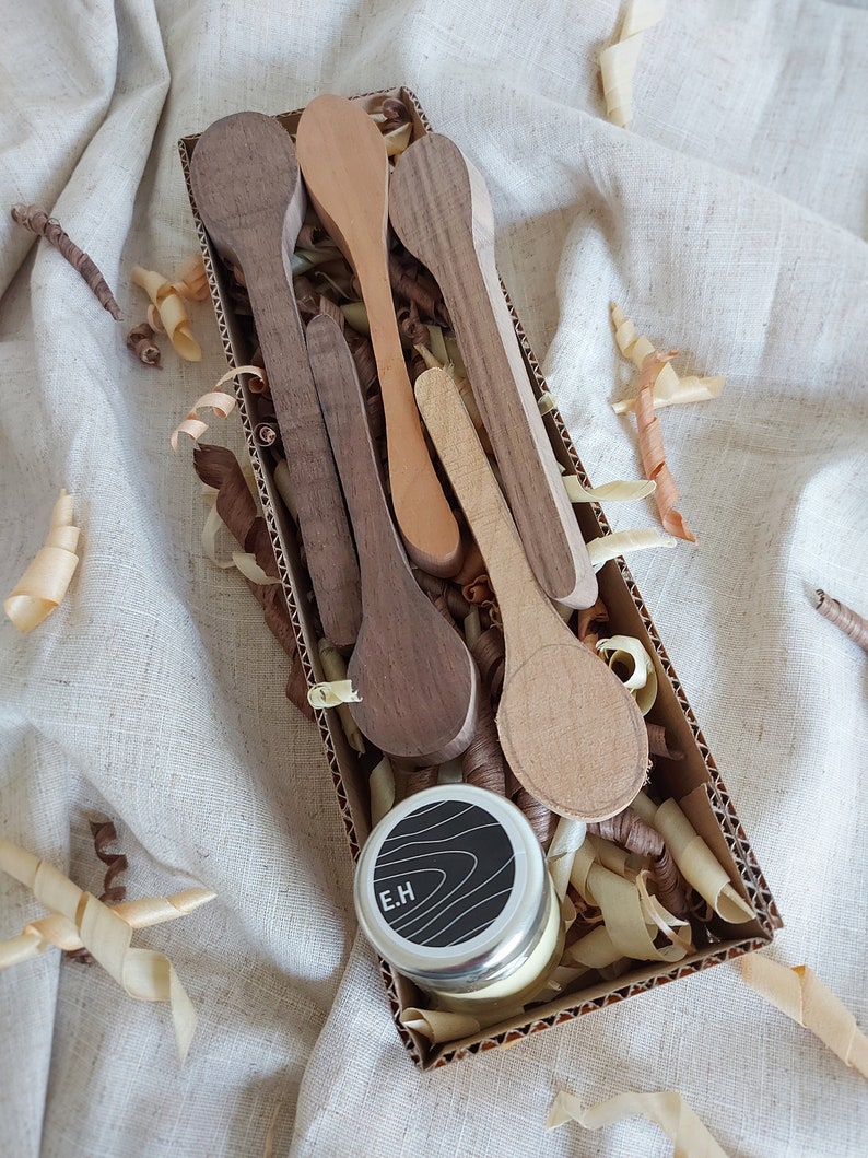 Wooden spoon carving blanks - set of 5 cherry and walnut Butter and 5 blanks