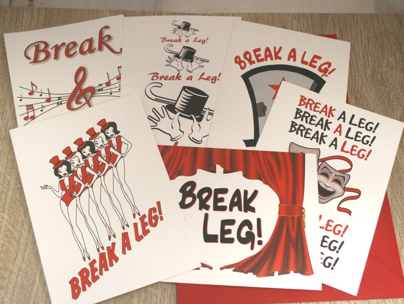 Break A Leg Theatre First Night card Mixed Pack of All 6
