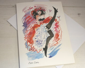 Can Can Dance Card, Moulin Rouge musical, can can dancer, card for dancer