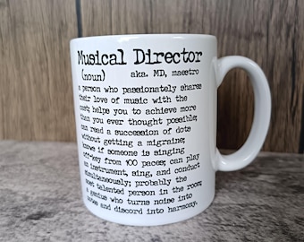 Musical Director Mug, Dictionary definition ceramic mug, Gift for theatre lovers, production team