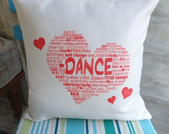 Dance Cushion, Red heart, dance lovers, dancers, performers, love theatre gift