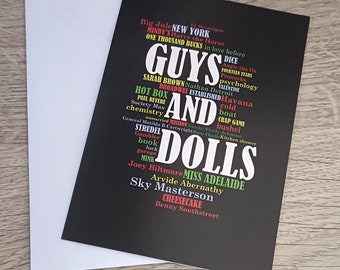 Guys and Dolls Inspired Greetings Card, musical theatre first night, break a leg for performers