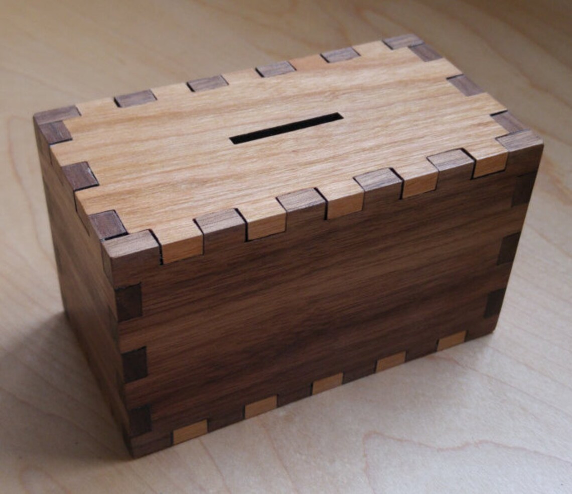 Caja de dinero de madera banco de dinero Etsy