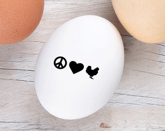 Mini Egg Stamp -  Peace Love Chickens - Egg Stamp -  Chickens - Chicken Stamp - Mini Egg Stamper - Stamp for Eggs - Egg Carton Stamp - Gift