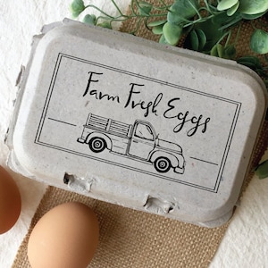 Egg Carton Stamp with Truck - Farm Fresh Eggs - Fresh Eggs - Egg Cartons - Chickens - Egg Carton Label - FarmhouseMaven - Chicken Lover Gift