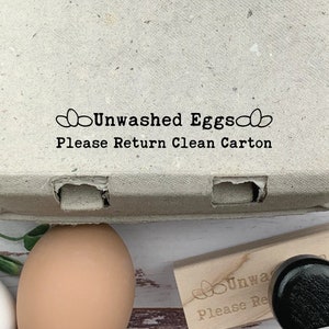 Unwashed Eggs Please Return Carton Egg Carton Stamp - Fresh Eggs - Backyard Chickens - Custom Egg Carton Stamp - FarmhouseMaven - Gift Idea