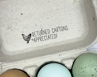 Returned Cartons Appreciated Egg Carton Stamp - Please Return Carton Stamp for Egg Cartons - Backyard Chickens - Personalized Egg Packaging