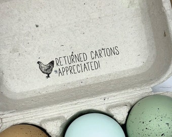 Returned Cartons Appreciated Egg Carton Stamp - Please Return Carton Stamp for Egg Cartons - Backyard Chickens - Personalized Egg Packaging