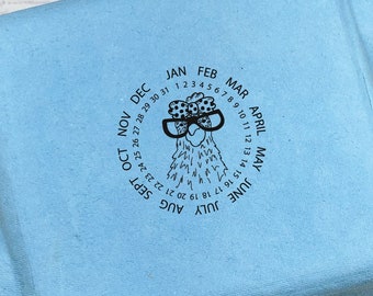 Egg Carton Stamp - Chicken Face Egg Date Stamp - Fresh Eggs - Egg Carton Date Stamp - Egg Carton Label - Chicken Lover Gift Idea - Egg Stamp