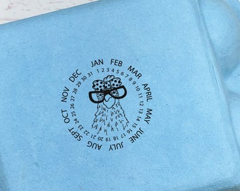 Egg Carton Stamp - Chicken Face Egg Date Stamp - Fresh Eggs - Egg Carton Date Stamp - Egg Carton Label - Chicken Lover Gift Idea - Egg Stamp
