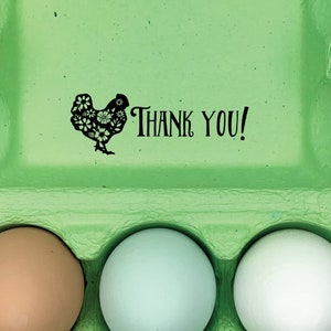 Thank You Egg Carton Stamp - Flower Chicken Thank You Farm Fresh Egg Cartons Stamp - Colored Egg Cartons - Farmers Market - Custom Carton