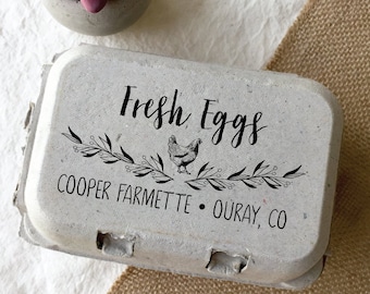 CUSTOM Egg Carton Stamp - Farm Fresh Eggs - Fresh Eggs - Egg Carton Stamp - Chickens - Farm Stamp - Personalized Egg Carton