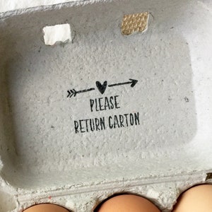 Please Return Carton Wood Stamp – Egg Carton Label, Chicken Gift