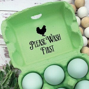 Please Wash First Egg Carton Stamp - Fresh Eggs - Chickens - Crazy Chicken Lady - Egg Carton Stamp - FarmhouseMaven  Chicken Lover Gift Idea