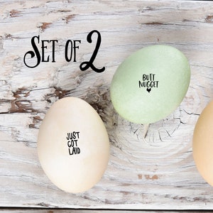 Egg Stamp Set - Just Got Laid and Butt Nugget - Egg Stamp -  Chickens - Chicken Stamp - Farmers Market - Egg Carton - FarmhouseMaven