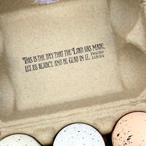 Egg Carton Stamp - Bible Verse Stamp - Fresh Eggs - Custom Egg Carton Stamp - Chickens - FarmhouseMaven - Chicken Lover Gift Idea