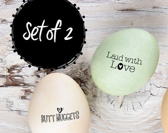 Egg Stamp Set - Butt Nuggets and Laid with Love - Egg Stamp -  Chickens - Chicken Stamp - Farmers Market - Chicken Lover - FarmhouseMaven