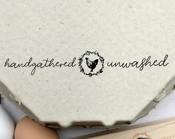 Handgathered Unwashed Egg Carton Stamp - Fresh Eggs - Chickens - Stamp for Egg Carton - Farm Stamp  FarmhouseMaven - Chicken Lover Gift Idea