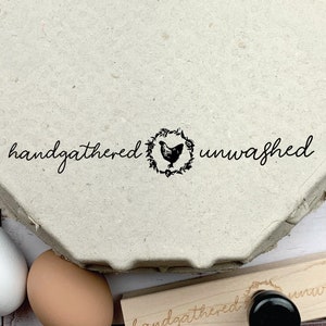 Handgathered Unwashed Egg Carton Stamp - Fresh Eggs - Chickens - Stamp for Egg Carton - Farm Stamp  FarmhouseMaven - Chicken Lover Gift Idea