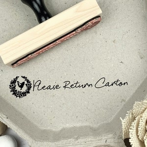 Elegant Please Return Clean Carton - Egg Carton Stamp - Fresh Eggs - Chickens Custom Egg Carton Stamp - Small Farm Stamp - Backyard Chickens