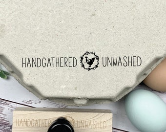 Handgathered Unwashed Egg Carton Stamp - Personalized Egg Carton - Chickens - Custom Egg Carton Stamp - FarmhouseMaven - Chicken Gift Idea