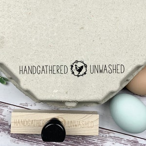 Handgathered Unwashed Egg Carton Stamp - Personalized Egg Carton - Chickens - Custom Egg Carton Stamp - FarmhouseMaven - Chicken Gift Idea