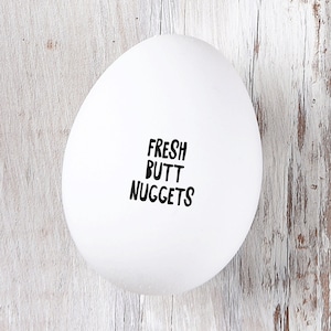 Egg Stamp - Mini Egg Stamp - Fresh Butt Nuggets - Fresh Eggs - Chicken Egg Stamp - Backyard Chickens - Egg Carton Stamp - FarmhouseMaven