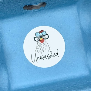 Unwashed Eggs Sticker - Egg Carton Label - Funny Chicken Face - Fresh Eggs - Egg Carton Sticker - Backyard Chickens Chicken Lover Gift Idea